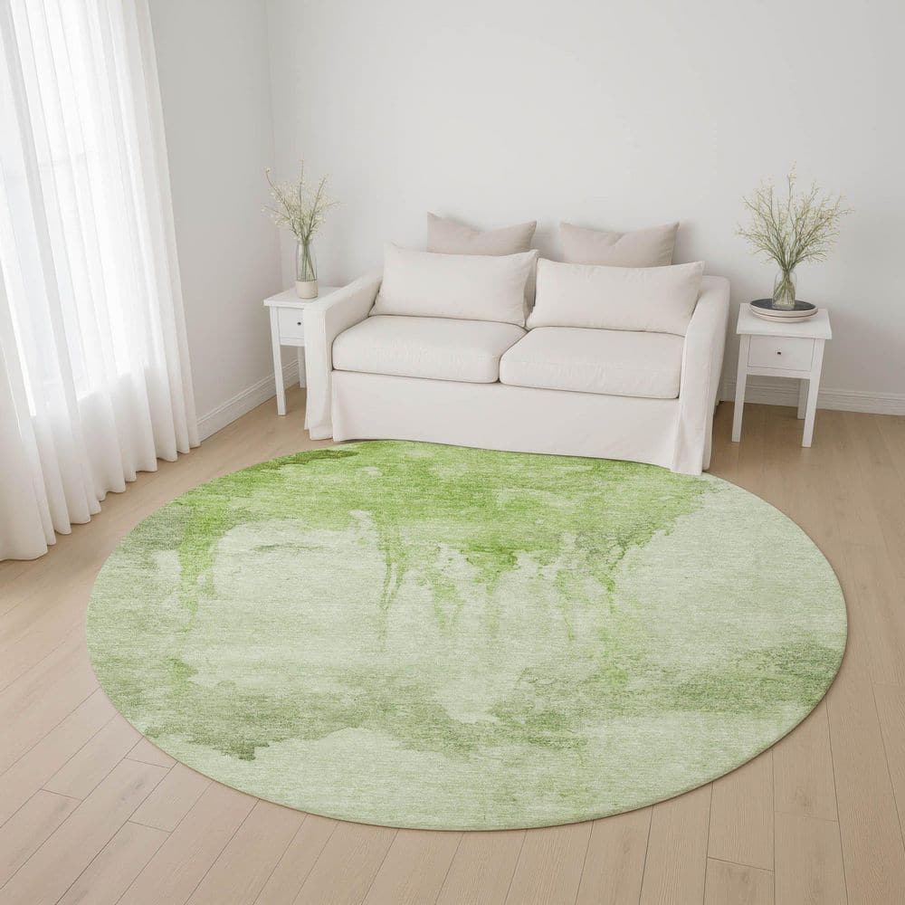Mayfield Premium Machine Washable Abstract AMF1791 Aloe 8 ft. x 8 ft. Round Rug price history on PriceWatchPro