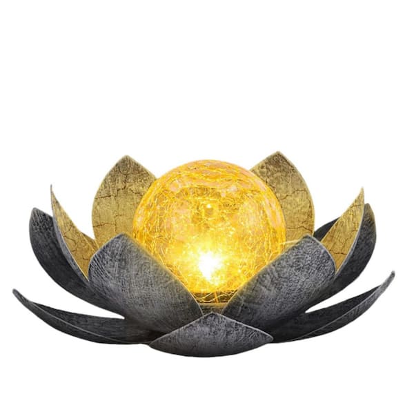 MOEPISY Amber Crackle Globe Glass LotusGarden Decoration (2 Pack)