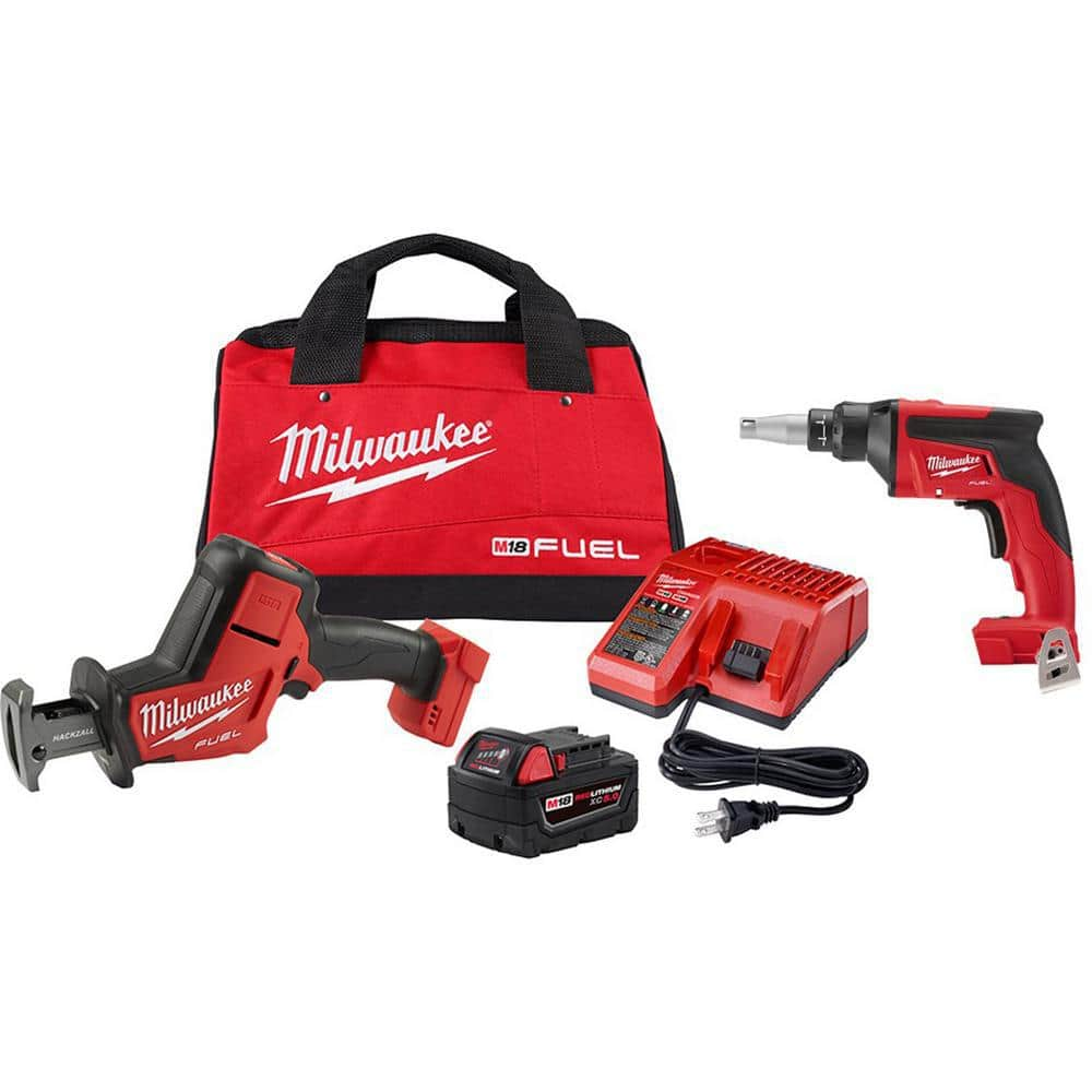 M18 FUEL 18V Lithium-Ion Brushless Cordless HACKZALL Reciprocating Saw Kit W/M18 Drywall Screw Gun -  Milwaukee, 2719-21-2866-20