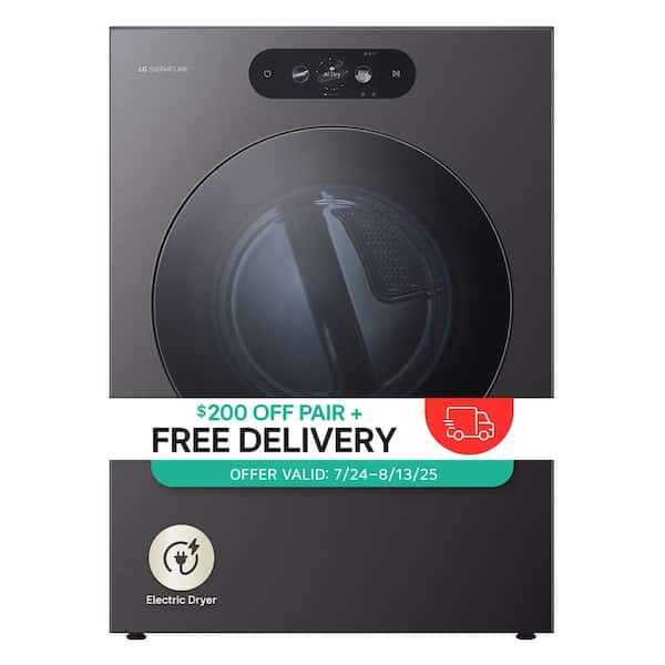 9 cu. ft. vented Front Load Stackable Electric Dryer in Brushed Black Steel with AI Sensor Dry