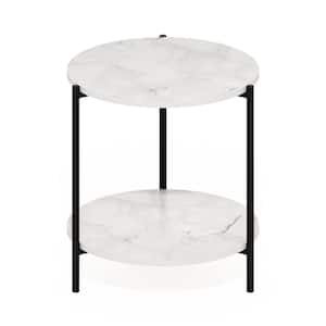 Besi 15.55 in. Marble White Round Wood End Table