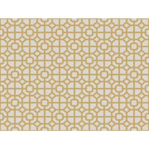 Spring Blossom Collection Geometric Lattice Yellow Matte Finish Non-Pasted Non-Woven Paper Wallpaper Roll