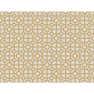 Spring Blossom Collection Geometric Lattice Yellow Matte Finish Non-Pasted Non-Woven Paper Wallpaper Sample
