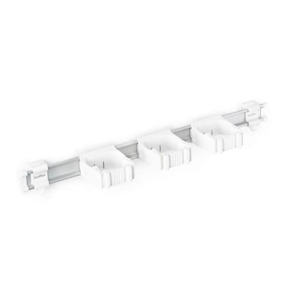 TOOLFLEX 21.5 in. Universal Garage Storage Rail System with 3 White One-Size-Fits-All Holders