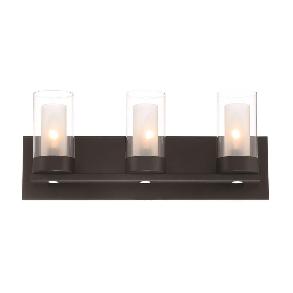 Samantha 19.5 in. W 3-Light Matte Black Mounting Deck LED Integrated Bathro