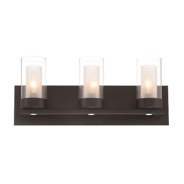 Home Decorators Collection Samantha 19.5 in. W 3-Light Matte Black Mounting Deck LED Integrated Bathroom Vanity Light Bar