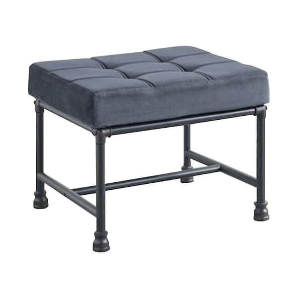 Gray Fabric Rectangle Accent Ottoman