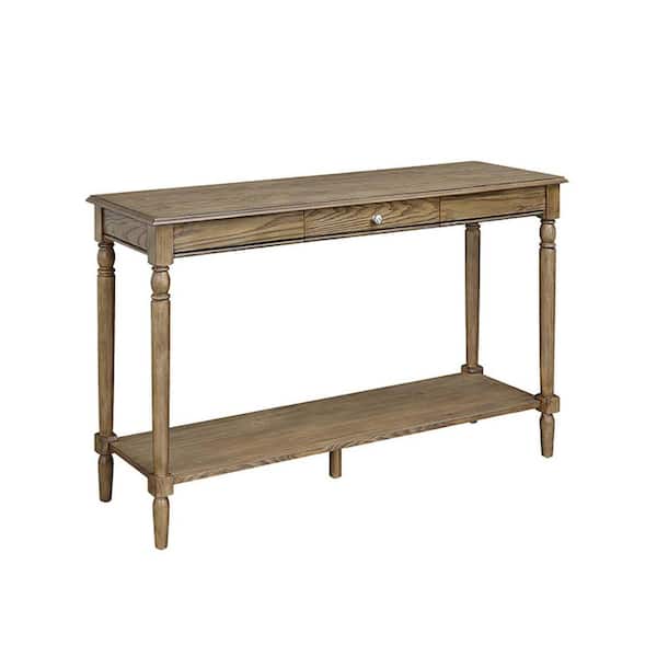 Convenience Concepts French Country 48 in. Driftwood Standard Rectangle Wood Console Table with Drawers