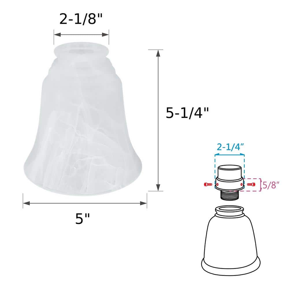 Transitional White Alabaster Bell Shaped Glass Shade Set