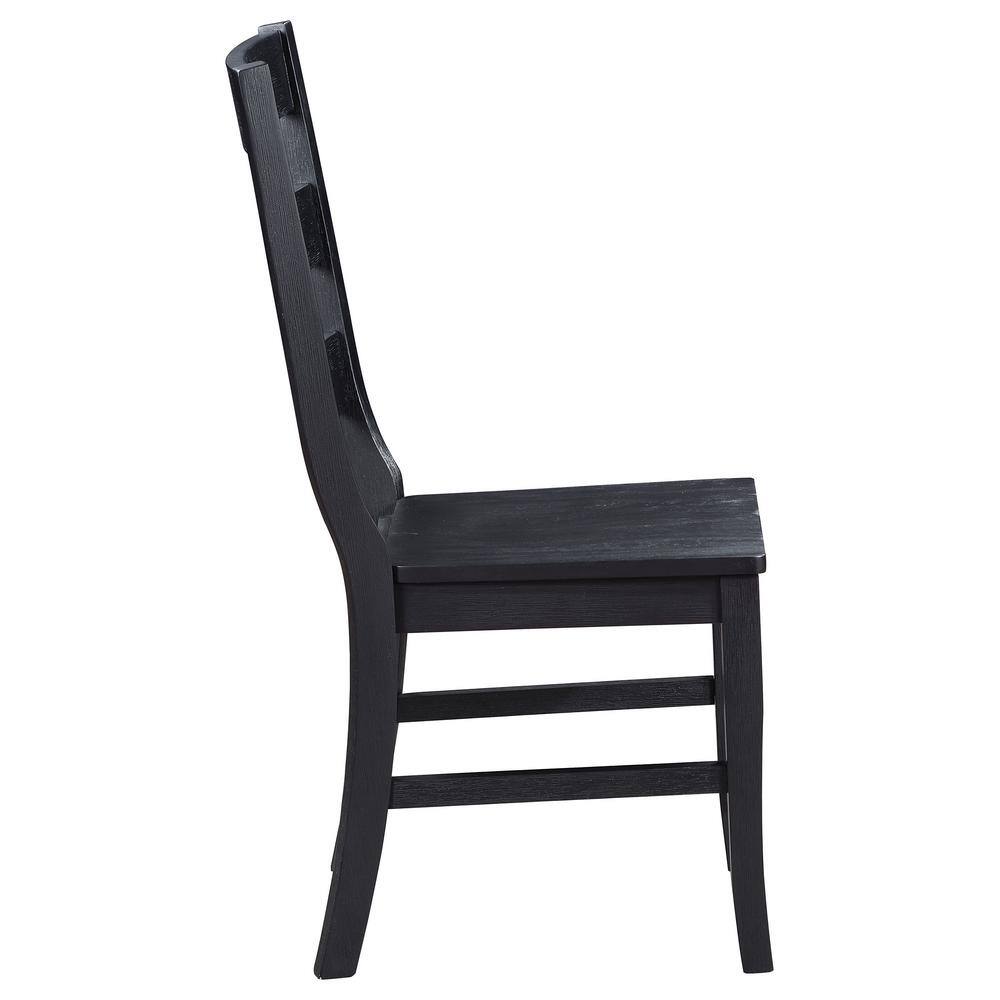 Black High Ladderback Rustic Wood Side Chair Set