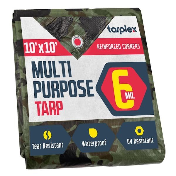 Unbranded Tarplex 10 ft. x 10 ft. Camo All Purpose Tarp 6-Mil Poly, Waterproof UV Resistant for Patio Pool Cover Roof Tent