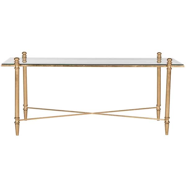 SAFAVIEH Tait 32 in. Gold/Glass Coffee Table