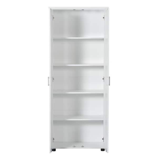 30 in. W x 14.6 in. D x 71 in. H White Storage Linen Cabinet with Adjustable Shelves