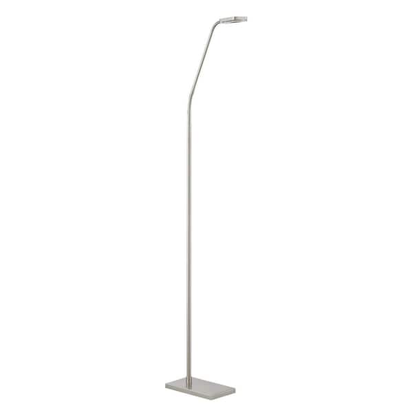 Kendal Lighting TAVV 60 in. Satin Nickel Dimmable Swing Arm Floor Lamp with Satin Nickel Metal, Acrylic Shade