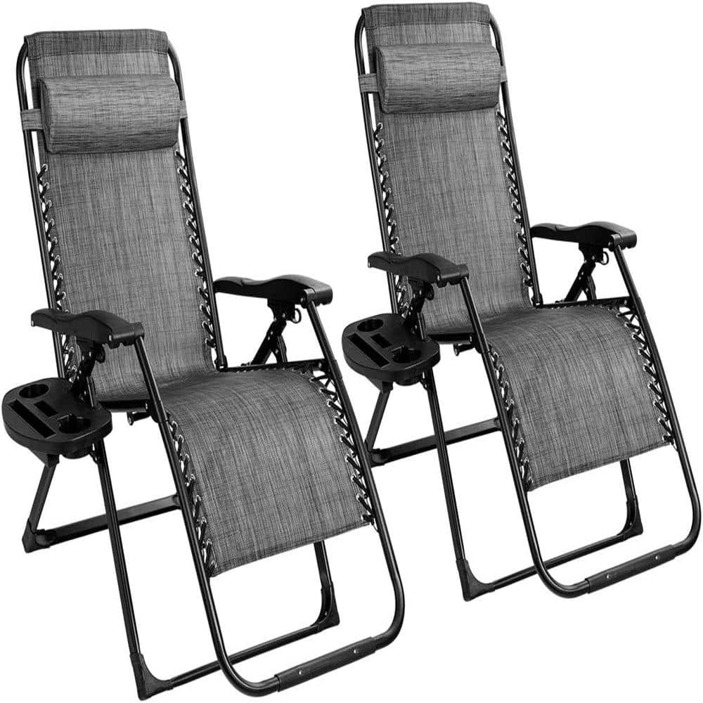 Folding Zero Gravity Chair Oversize Fabric Outdoor Lounge Chair in Blue (2-Pack) price history on PriceWatchPro