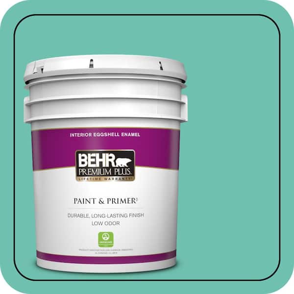 BEHR PREMIUM PLUS 5 gal. #P440-4 March Aquamarine Eggshell Enamel Low Odor Interior Paint & Primer
