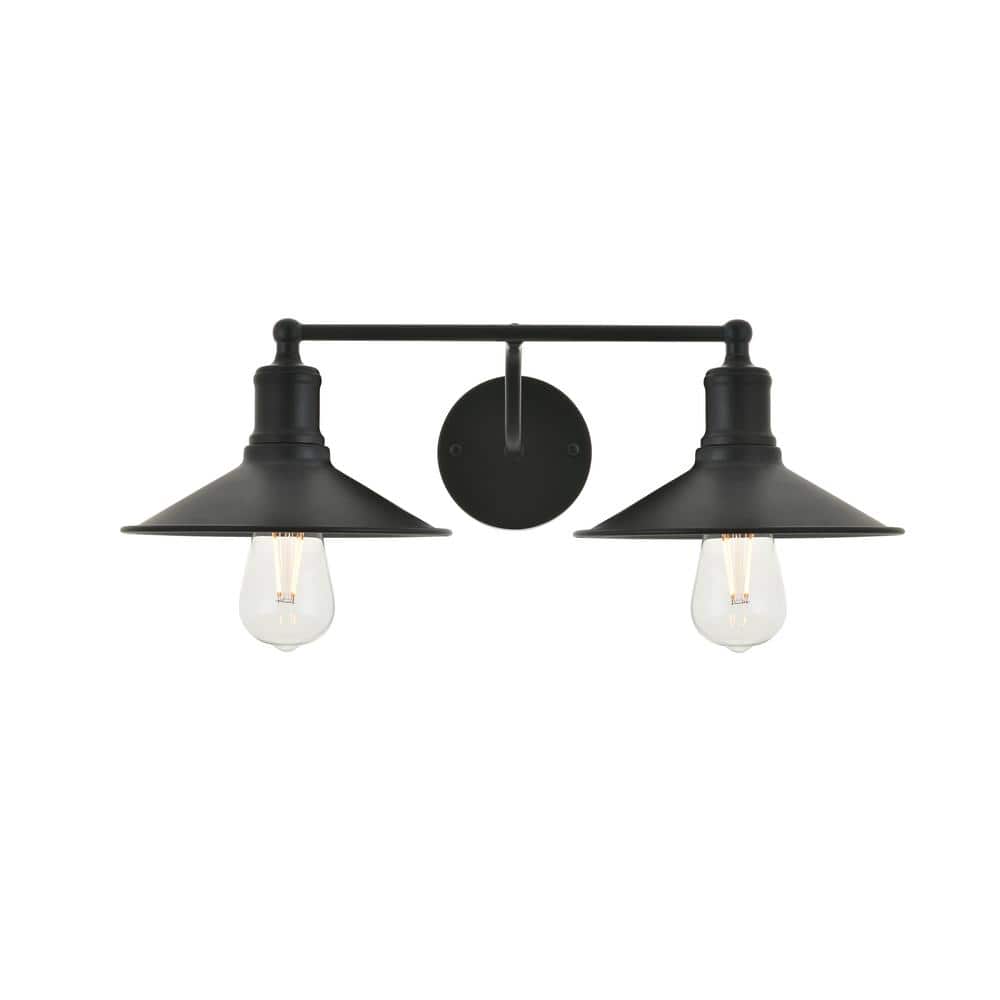 Timeless Home Ellen 20.9 in. W x 5.8 in. H 2-Light Black Wall Sconce