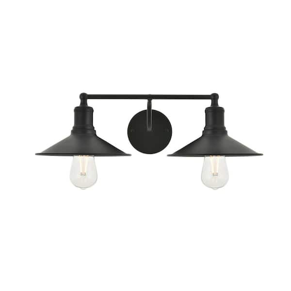 Unbranded Timeless Home Ellen 20.9 in. W x 5.8 in. H 2-Light Black Wall Sconce