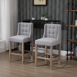 39.75 in Grey Low Back Metal Counter Hight Bar Stool with Tufted Upholstered Seat 2 Set of Included