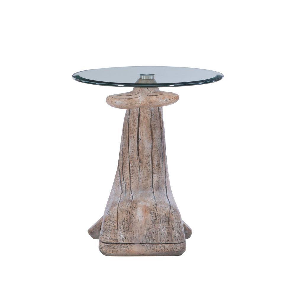 Willis Whale 20 in. Distressed Whitewash Specialty Glass End Table - thumbnail 4