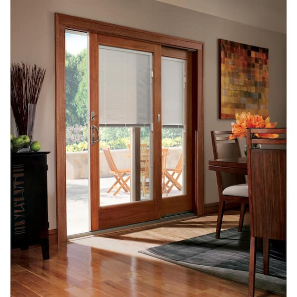71-1/4 in. x 79-1/2 in. 400 Series White Right-Hand Frenchwood Gliding Patio Door with White Int, Blinds & ORB Hardware