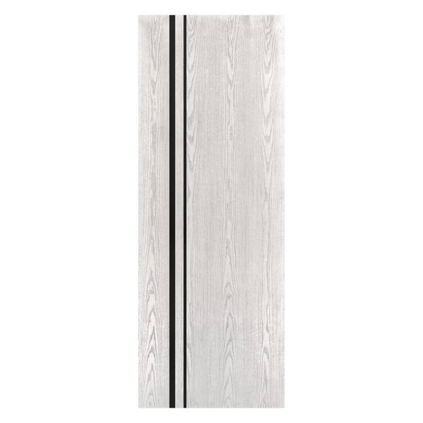 32 in. x 84 in. Solid Core White Oak Natural Wood Veneer Prefinished With Glossy Black Inserts Katty Interior Door Slab