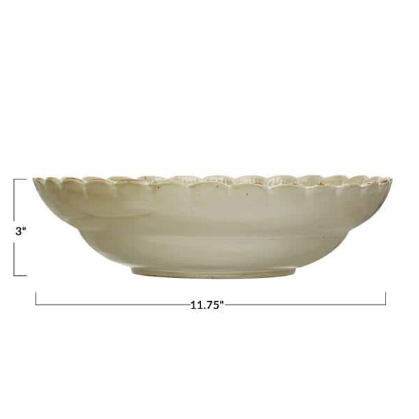 Ivory Ceramic Scalloped Edge All-Purpose Bowl