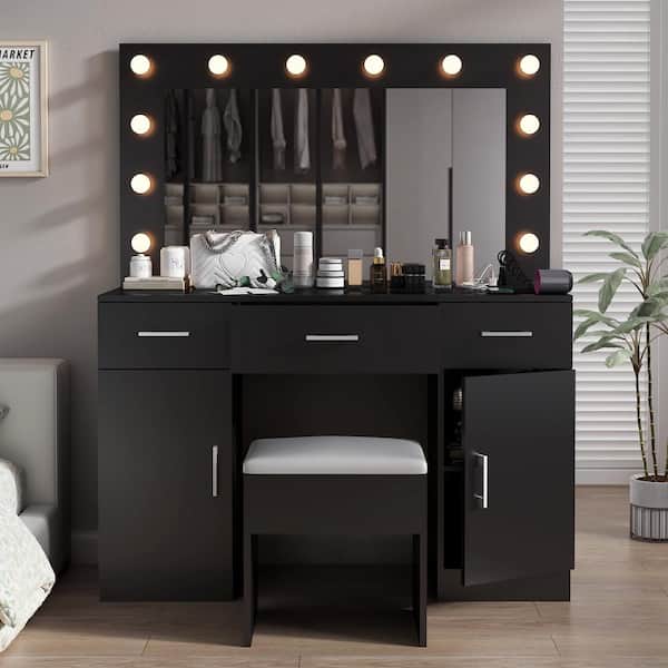 Karl home Black Makeup Vanity Set with USB