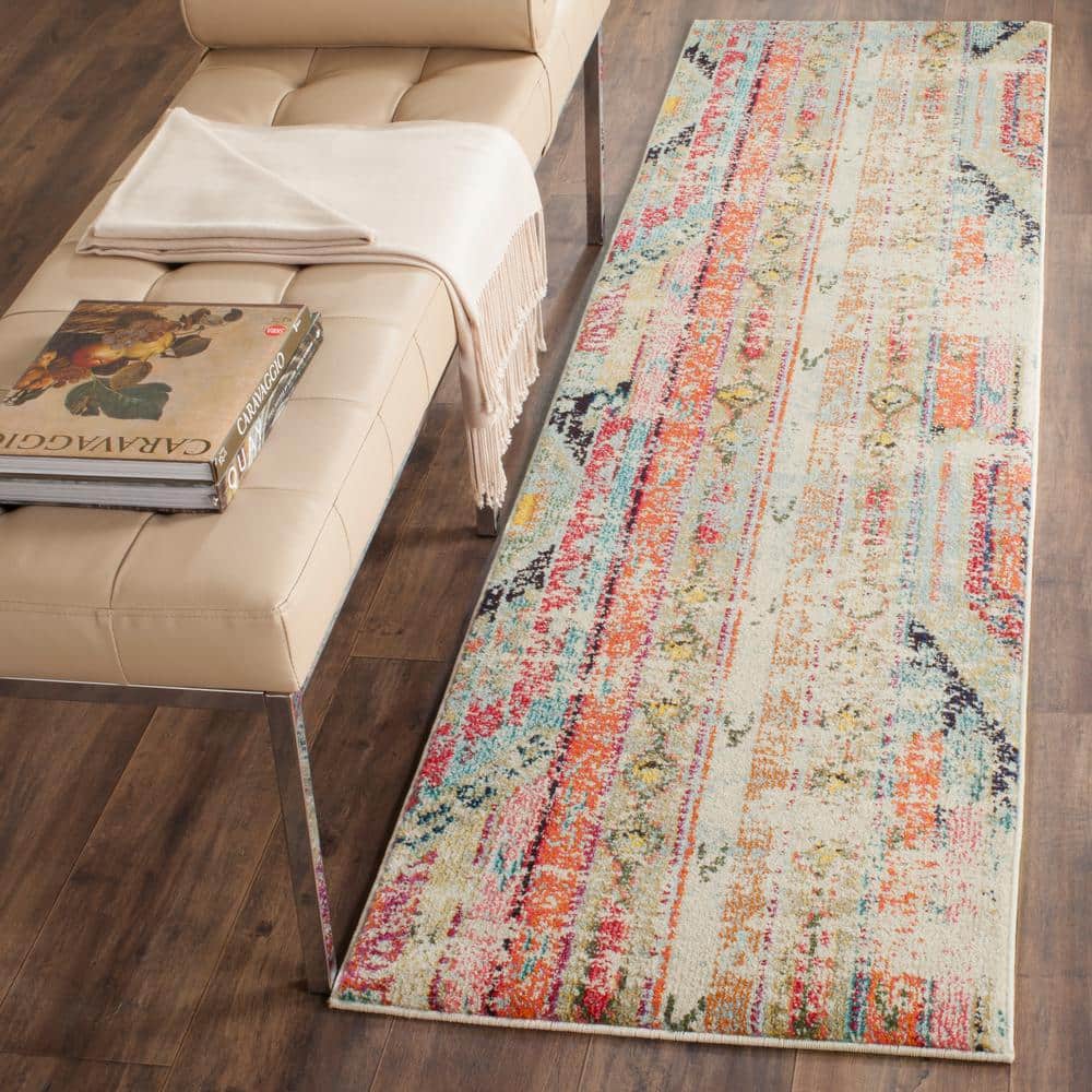 Bohemian Chic Multi-Color Synthetic 2'2" X 22' Runner Rug