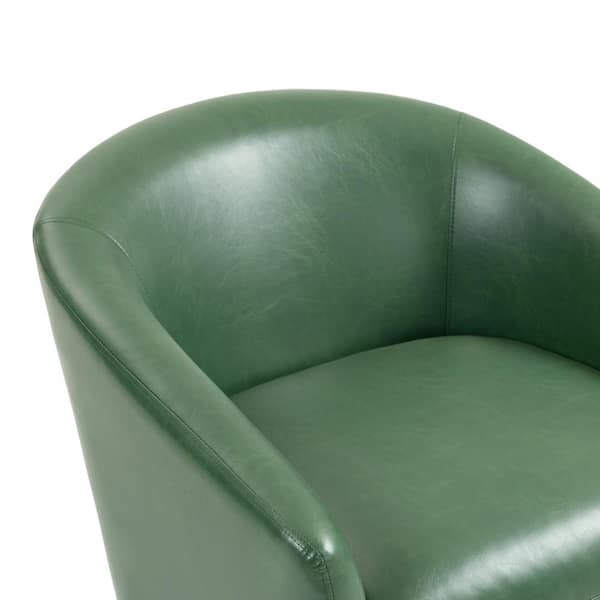 Uixe Green PU Leather Swivel Accent Arm Chair with Metal Base(Set