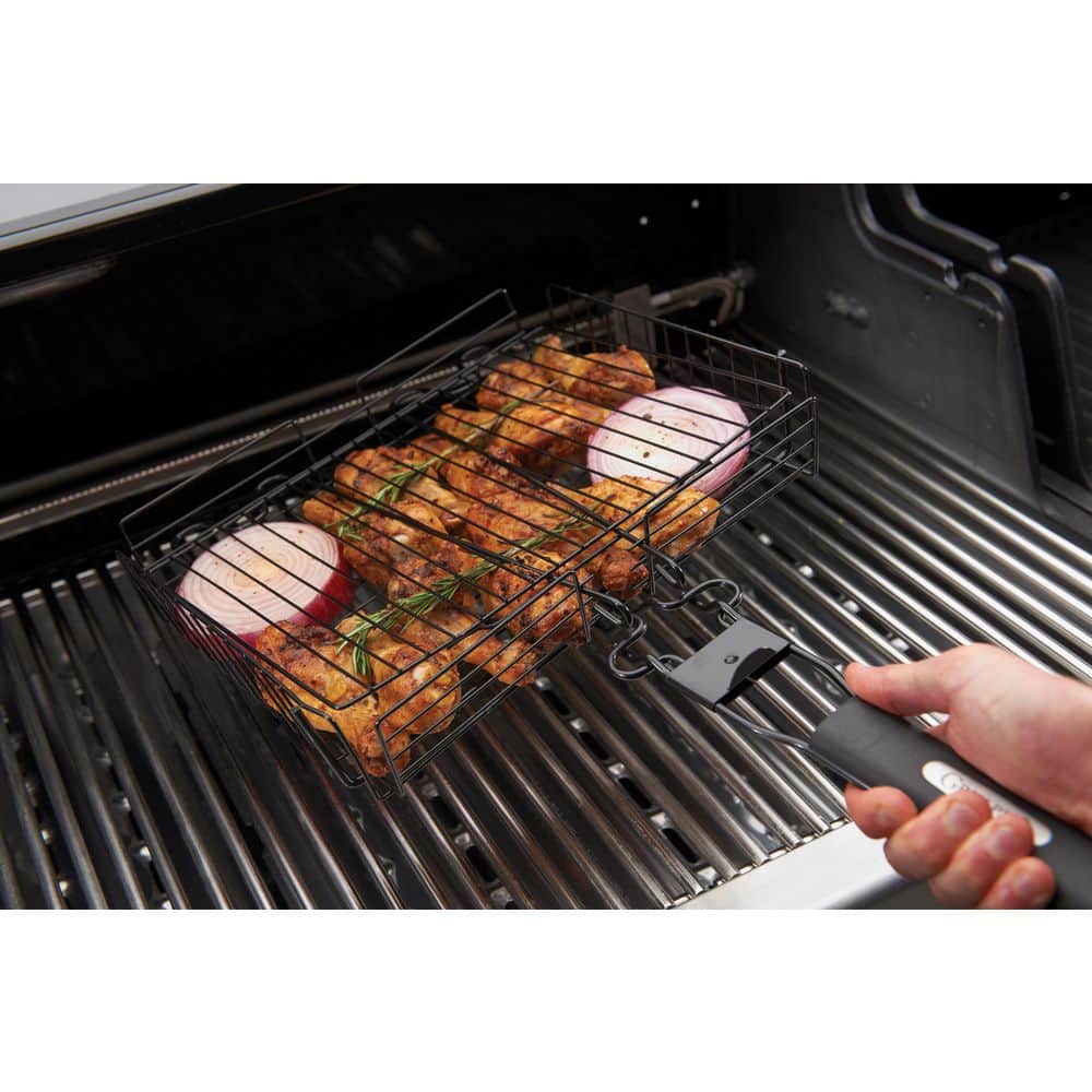 Non-Stick Black Steel Broiler Basket with Detachable Handle