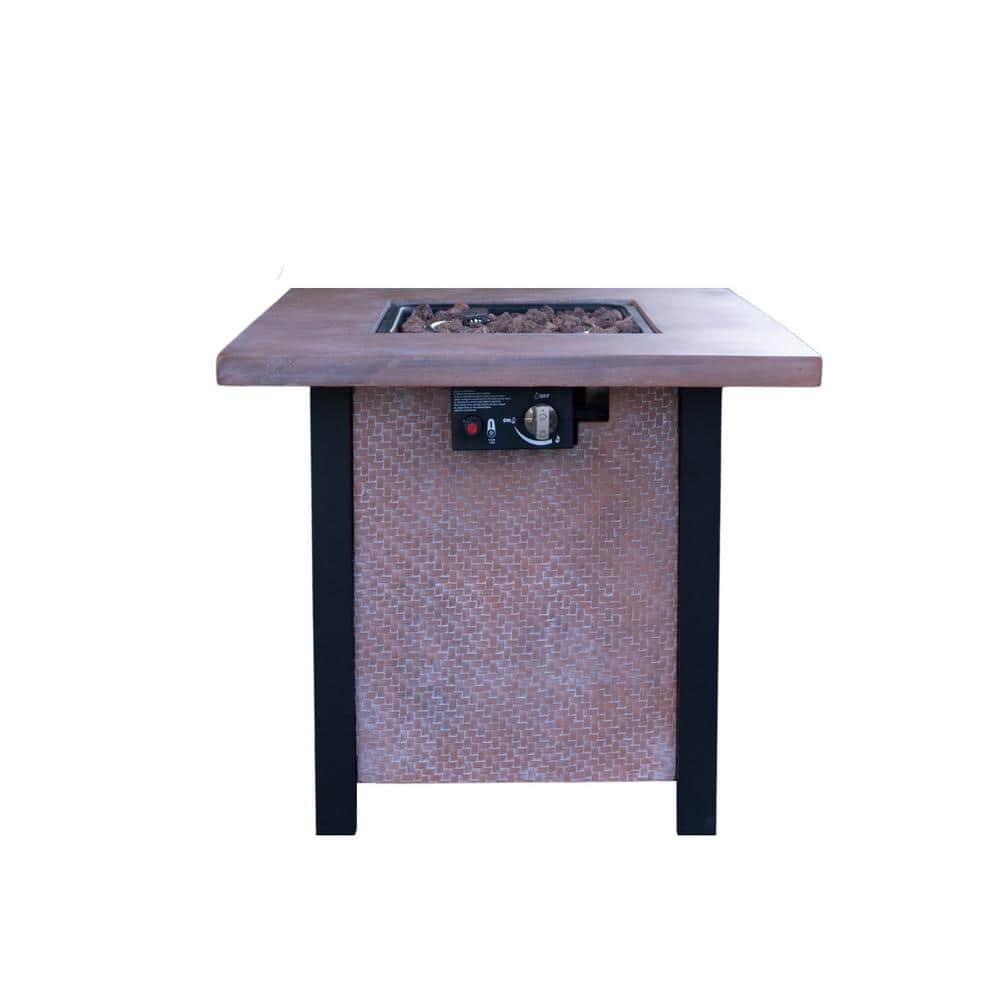 25 in. H Square 50,000 BTU Dark Pink Outdoor Propane Gas Fire Pit Table wit