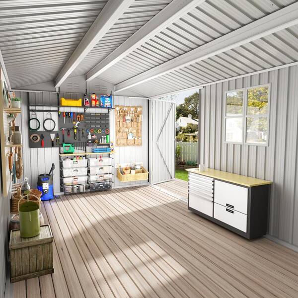 VIWAT 12 ft. W x 8 ft. D Metal Outdoor Storage Shed with Lockable