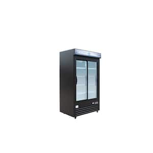 53 in. 48 cu. Ft. Commercial Upright Merchandiser Refrigerator in Black with 2 Tempered Sliding Glass Door