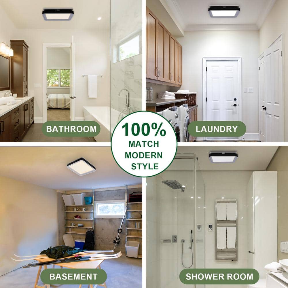 Matte Black 100 CFM Bathroom Exhaust Fan with LED Light