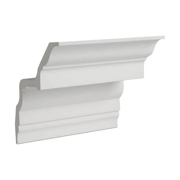 American Pro Decor 5 in. x 5 in. x 6 in. Long Plain Polyurethane Crown Moulding Sample