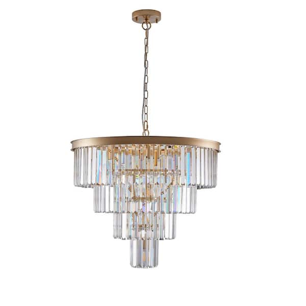 12-Light Gold Luxury Crystal Chandelier Modern Chandeliers Hanging Fixture Ceiling Light for Living Room