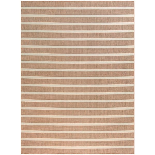 Positano Jute Ivory 10 ft. x 14 ft. Stripes Contemporary Area Rug