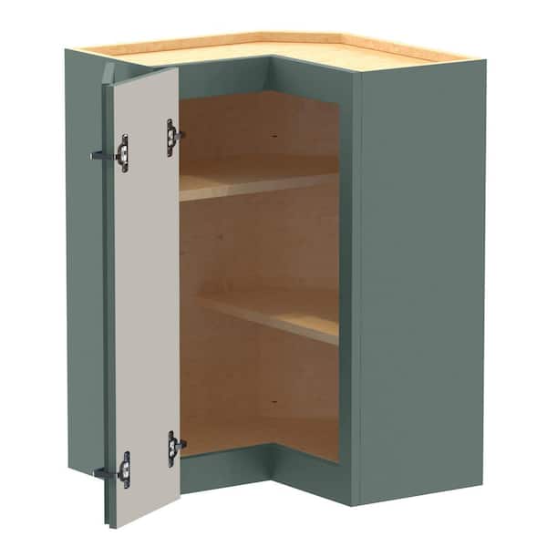 Hargrove 21 in. W x 21 in. D x 30 in. H Assembled Plywood Wall Kitchen Corner Cabinet in Verdant Green with Shelves