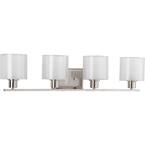 Invite Collection 4-Light Brushed Nickel White Shade New Traditional Bath Vanity Light