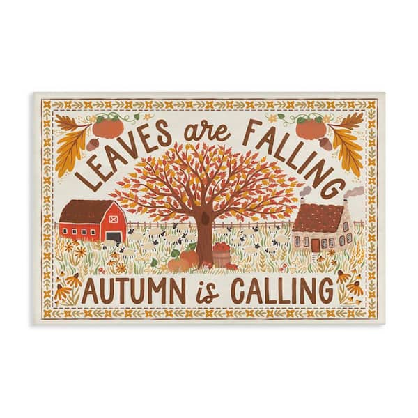 Stupell Industries Leaves Are Falling Scene by Laura Marshall Unframed Graphic Nature Art Print 16 in. x 24 in.
