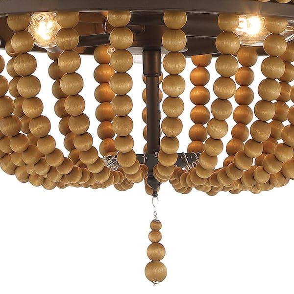 Vanity Art 3-Light Oil Rubbed Bronze Lantern Empire Chandelier with Beaded Accents