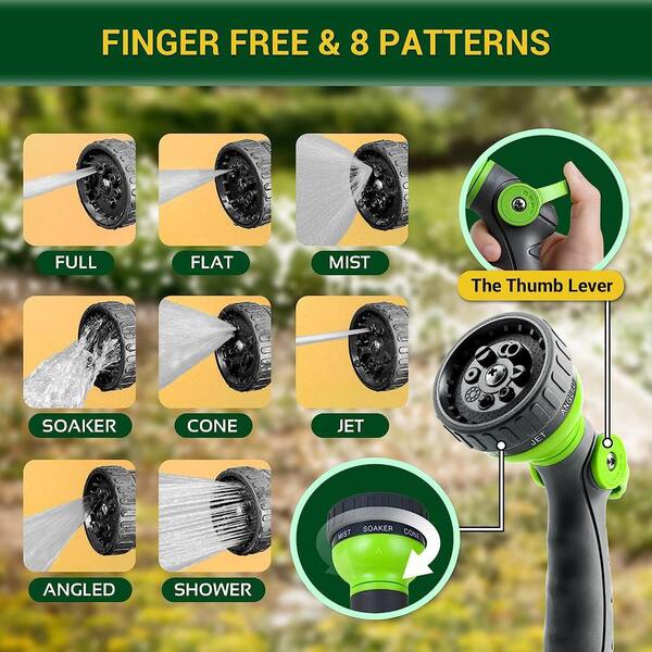 EVEAGE Premium 3/8 in. dia. x 50 ft. Standard Garden Hose with 8 Function Hose Nozzle Sprayer, 1Pack