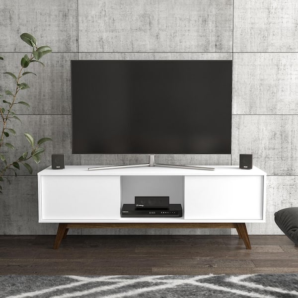Unbranded Porto Rico White TV Stand Fits TV's up to 65 in.