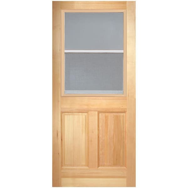 Masonite 30 in. x 80 in. 2-Panel Venting 1/2 Lite Clear Glass Unfinished Fir Front Exterior Door Slab