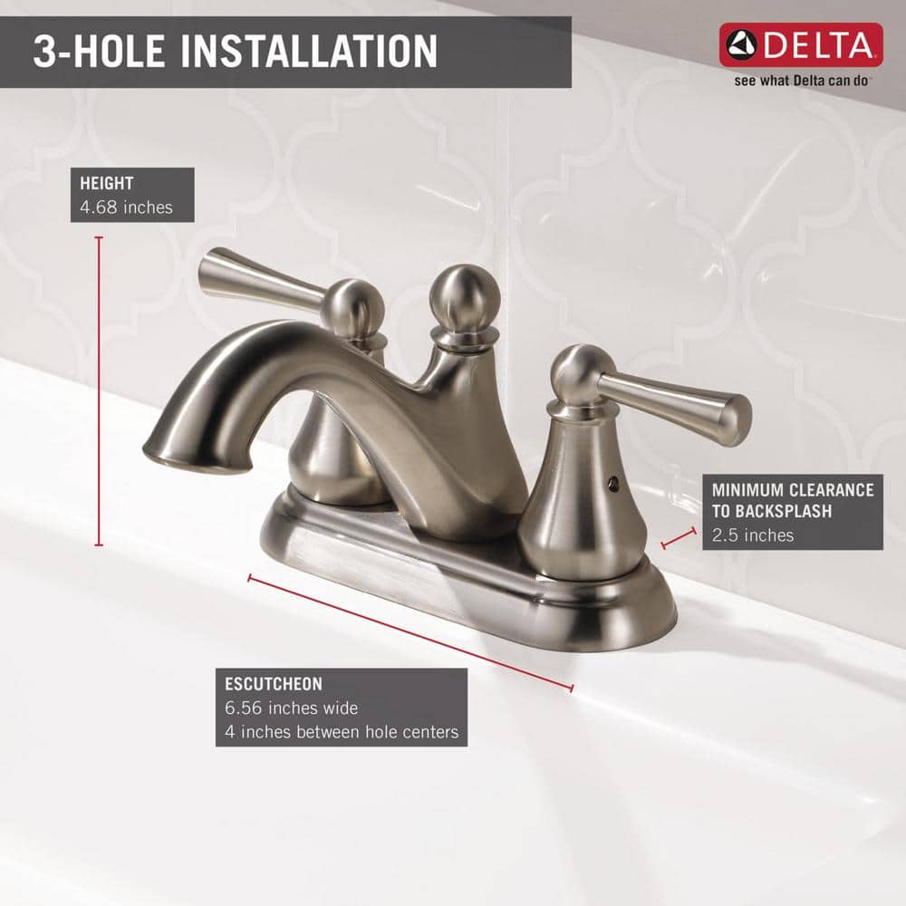 Haywood 4" Centerset Stainless Steel Bathroom Faucet with Dual Handles
