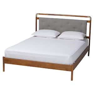 Edwina Gray and Brown Wood Frame Queen Platform Bed