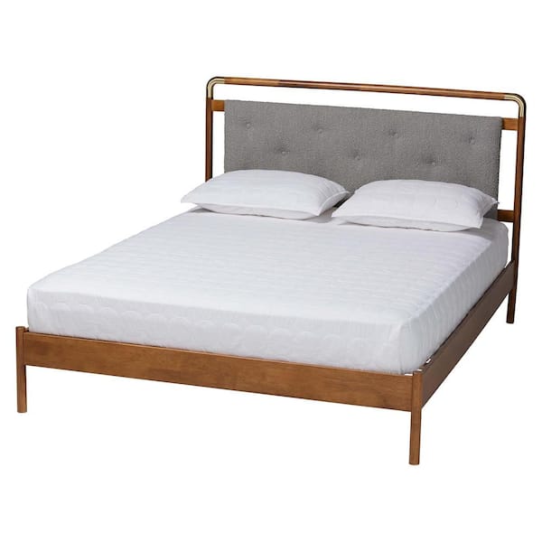 Baxton Studio Edwina Gray and Brown Wood Frame Queen Platform Bed