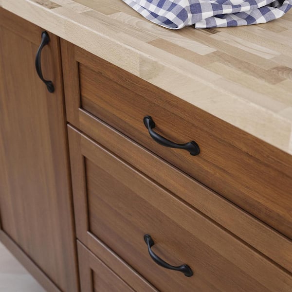 Half Round Spoon Foot 3 in. (76 mm) Traditional Matte Black Cabinet Drawer Pull