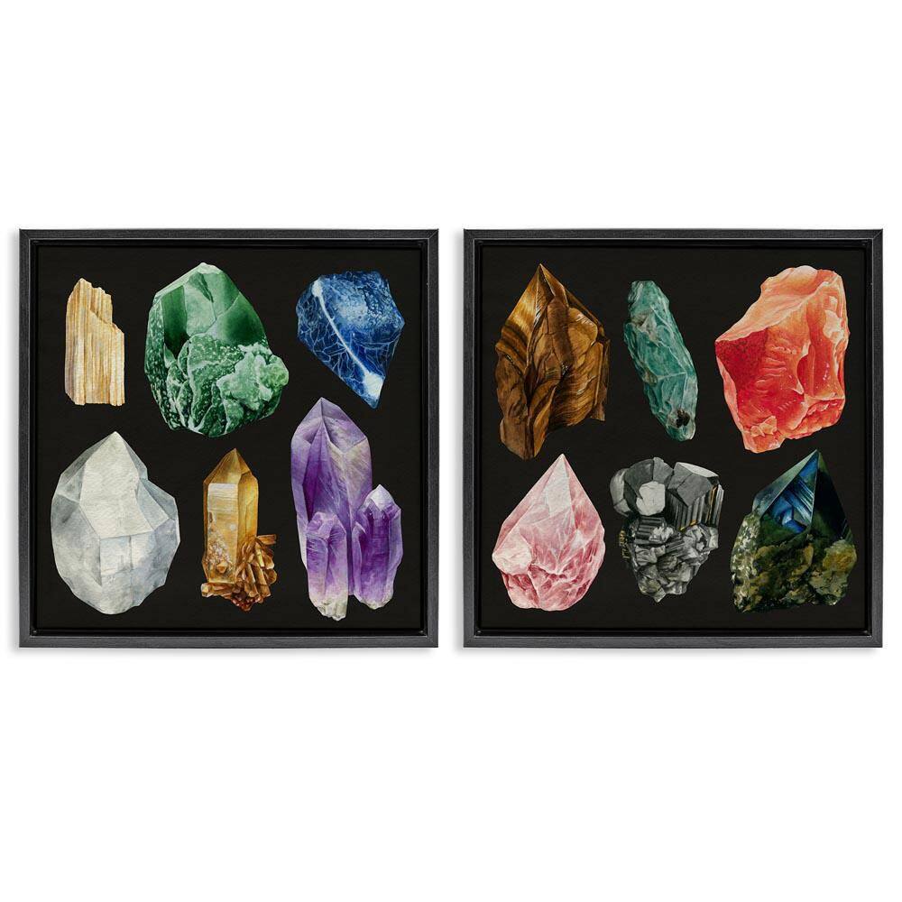 Various Gemstones on Black by Grace Popp 2 Pieces Black Floater Frame Culture Graphic Art Print 25 in. x 25 in. price history on PriceWatchPro